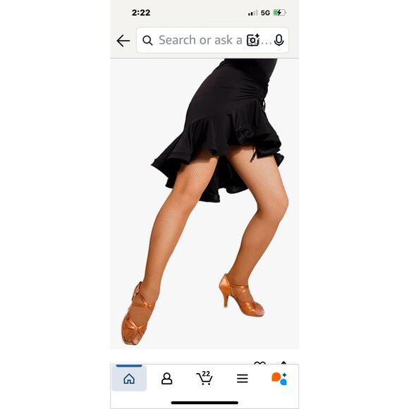 ELLYDOOR Women Ballroom Latin Dance Skirt Ruffle Hem Asymmetric High Low, Medium - Picture 4 of 14